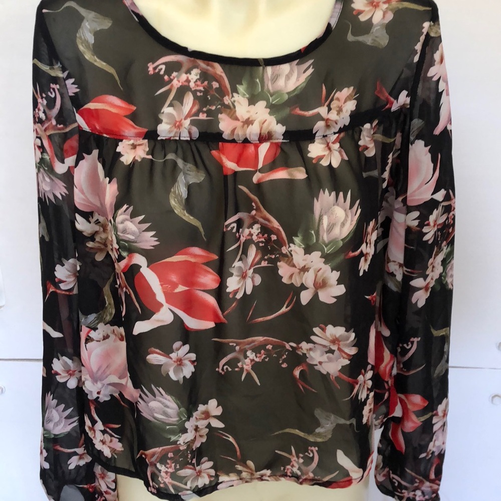 Black Floral Sheer blouse